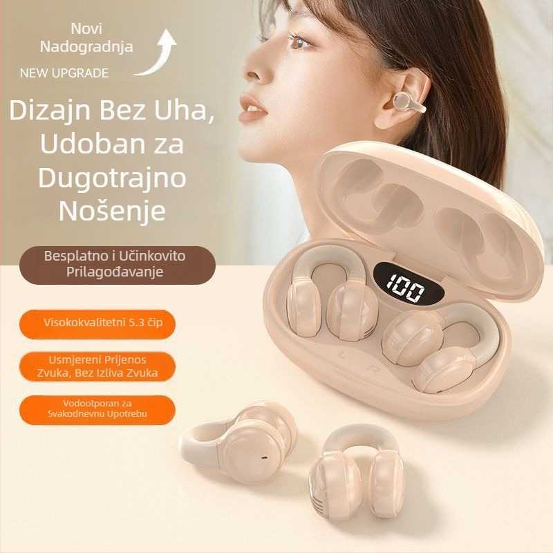 Bežične sportske slušalice s klipom za uho i koštanom provodljivošću – Bluetooth 5.49, domet 10 m, trajanje baterije 4–8 h, stereo zvuk, vodootporne