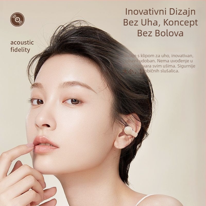 Bežične sportske slušalice s klipom za uho i koštanom provodljivošću – Bluetooth 5.49, domet 10 m, trajanje baterije 4–8 h, stereo zvuk, vodootporne
