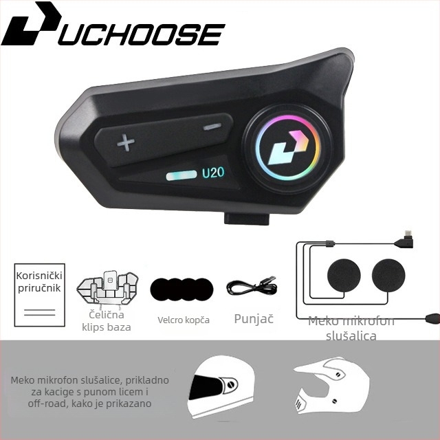Bluetooth slušalica za motocikle za kacige s punom i polu licem - stereo, Bluetooth 5.0, domet 5 m, baterija 16 h, čip 5.4