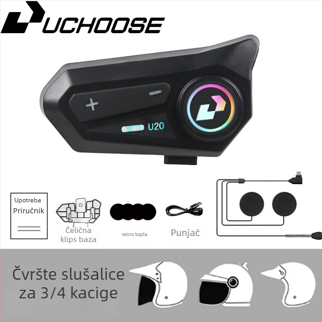 Bluetooth slušalica za motocikle za kacige s punom i polu licem - stereo, Bluetooth 5.0, domet 5 m, baterija 16 h, čip 5.4