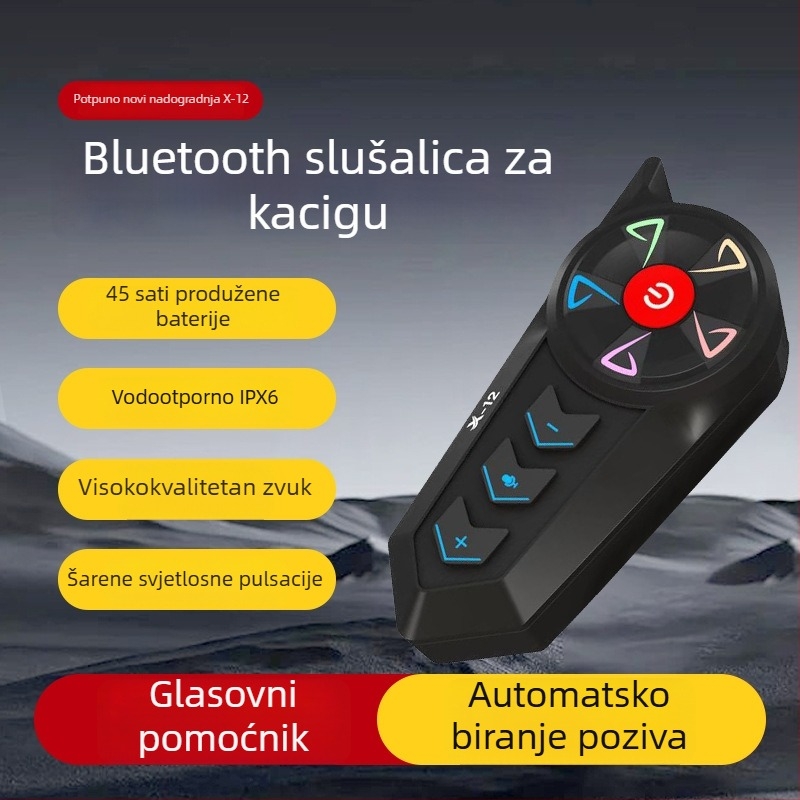 Kaciga za motocikl s ugrađenim Bluetooth slušalicom, YUMES X-12, otporna na kišu, kompatibilna s općim modelima