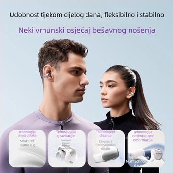 Bluetooth slušalice s koštanom vodljivosti - klips dizajn, izvan uha, redukcija buke, trajanje baterije 0–4 h