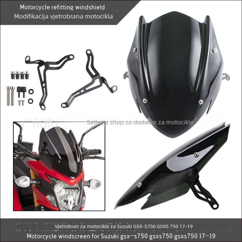 Prednje vjetrobransko staklo za motocikl Suzuki GSX-S750 (GSXS 750) 2017–2019 | PC plastika + CNC aluminij