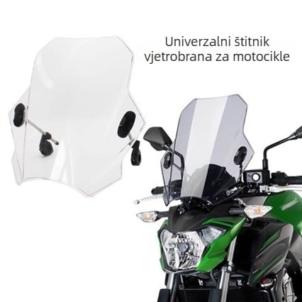 Univerzalni vjetrobran za motocikl s ultračistim prednjim staklom i podesivim držačem