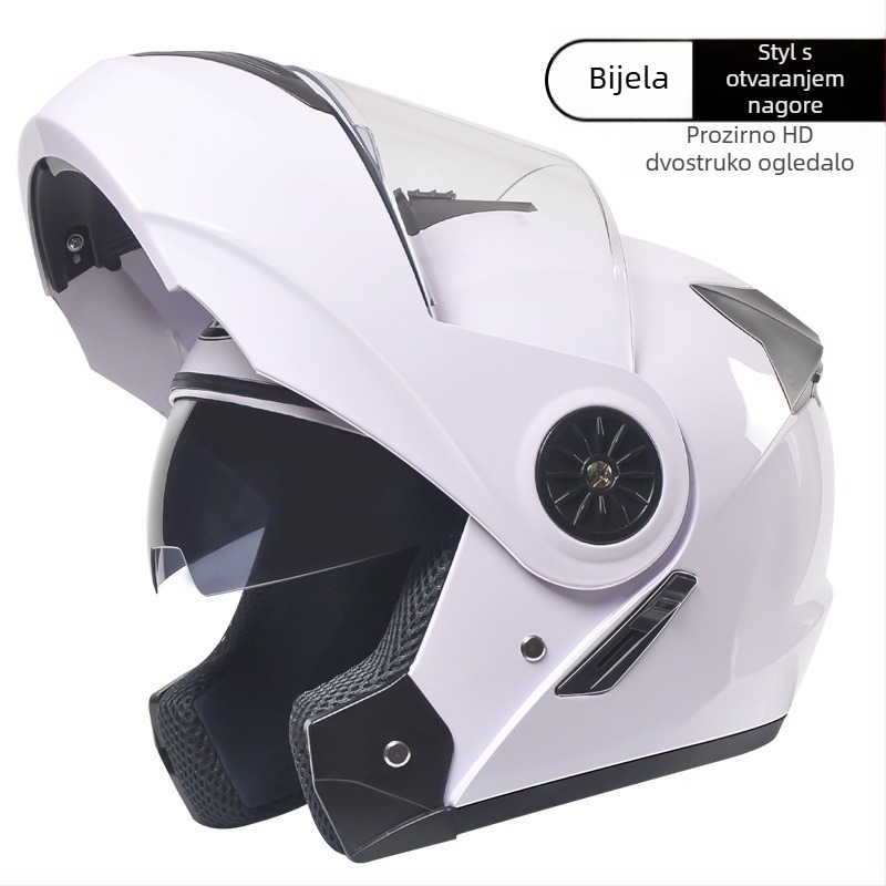 Električna kaciga za motocikl, unisex, konvertibilna između open-face i full-face s dvostrukom vizorom, ABS materijal, 3C certifikat