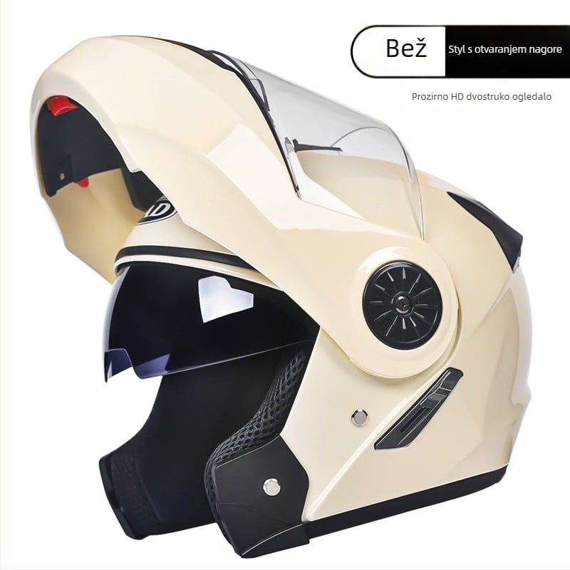 Električna kaciga za motocikl, unisex, konvertibilna između open-face i full-face s dvostrukom vizorom, ABS materijal, 3C certifikat