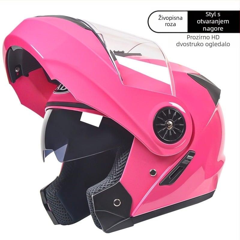 Električna kaciga za motocikl, unisex, konvertibilna između open-face i full-face s dvostrukom vizorom, ABS materijal, 3C certifikat