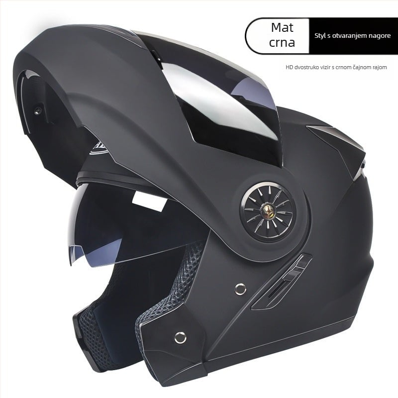 Električna kaciga za motocikl, unisex, konvertibilna između open-face i full-face s dvostrukom vizorom, ABS materijal, 3C certifikat