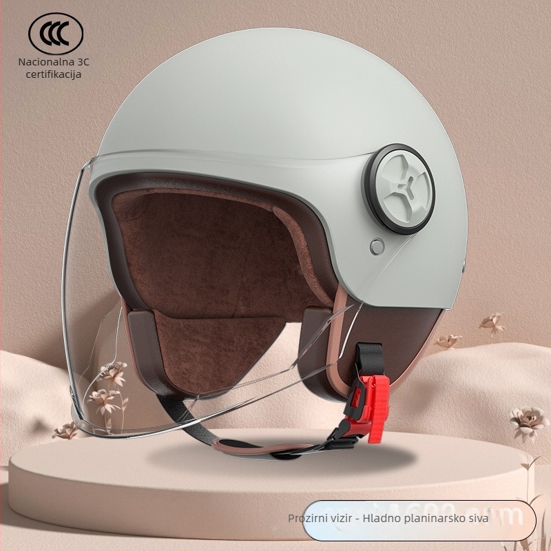 Kaciga za električni motocikl – polu-kaciga, ABS, 3C certifikat, marka Newey, universalno za sve sezone