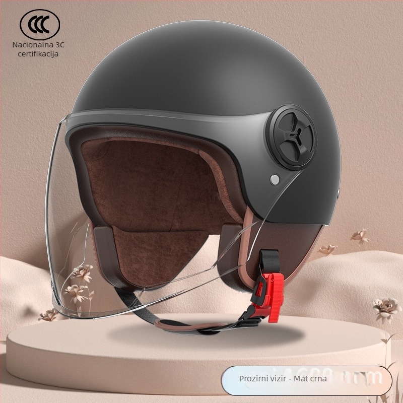 Kaciga za električni motocikl – polu-kaciga, ABS, 3C certifikat, marka Newey, universalno za sve sezone