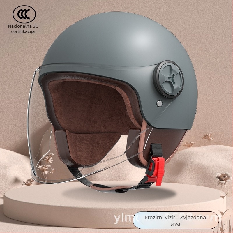 Kaciga za električni motocikl – polu-kaciga, ABS, 3C certifikat, marka Newey, universalno za sve sezone