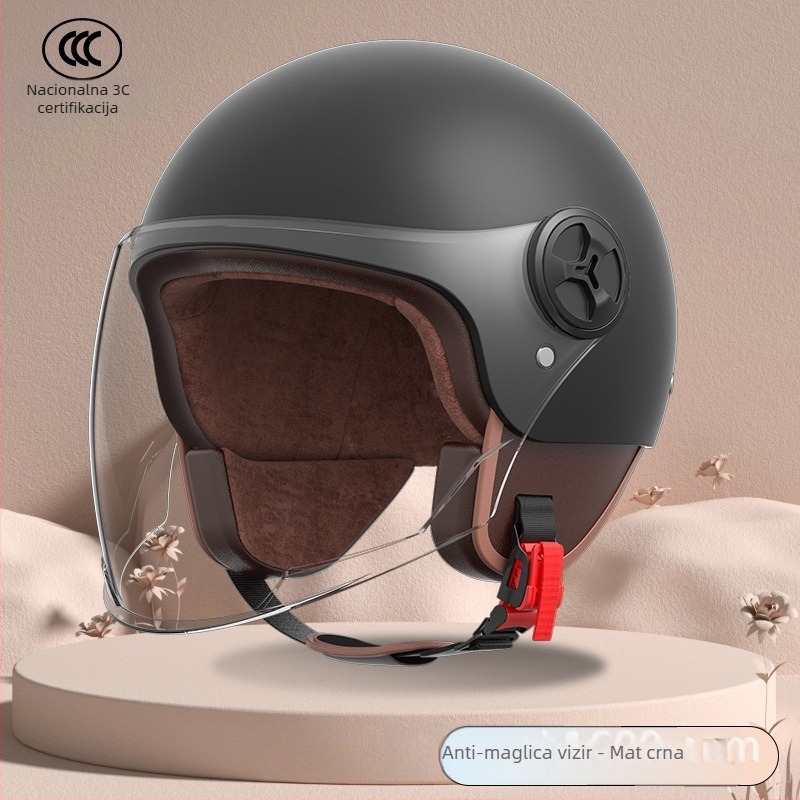 Kaciga za električni motocikl – polu-kaciga, ABS, 3C certifikat, marka Newey, universalno za sve sezone