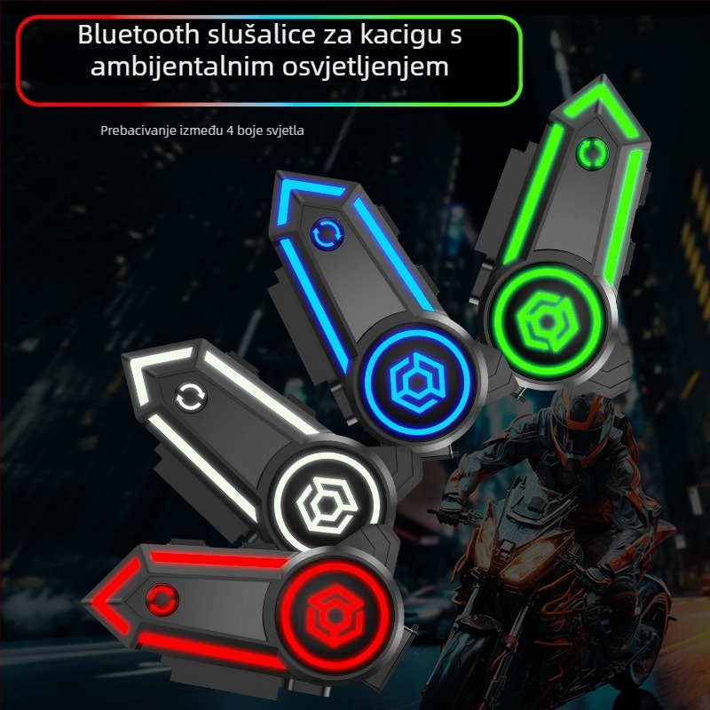 Motociklistički Bluetooth headset za kacigu, pričvršćen na uho, IPX7 vodootpornost, 4–8 sati baterije
