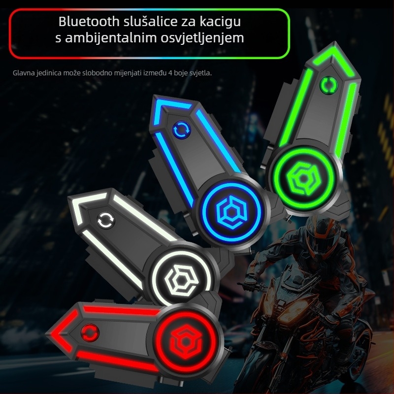 Motociklistički Bluetooth headset za kacigu, pričvršćen na uho, IPX7 vodootpornost, 4–8 sati baterije