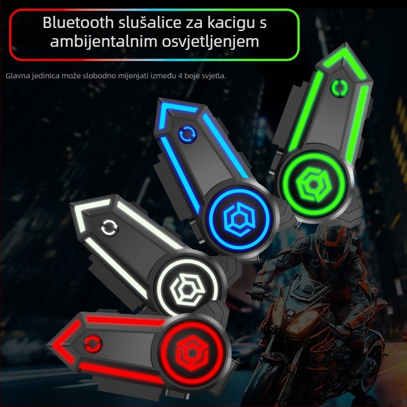 Motociklistički Bluetooth headset za kacigu, pričvršćen na uho, IPX7 vodootpornost, 4–8 sati baterije