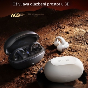 Sanag Bluetooth slušalice s prijenosom zvuka kroz zrak – dizajn klipsa za uho, IPX4, Bluetooth 5.3, raspon 10 m, trajanje baterije 4–8 h