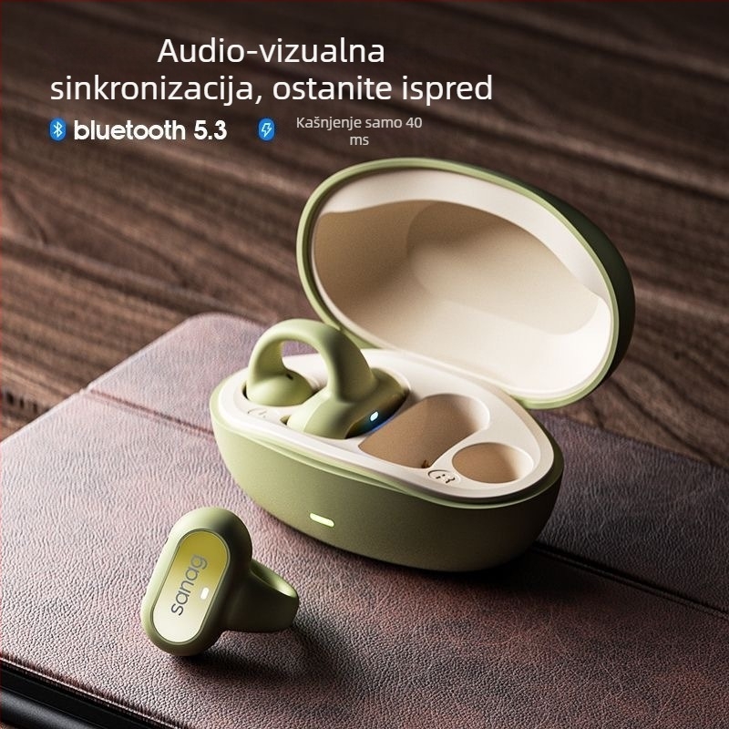 Sanag Bluetooth slušalice s prijenosom zvuka kroz zrak – dizajn klipsa za uho, IPX4, Bluetooth 5.3, raspon 10 m, trajanje baterije 4–8 h