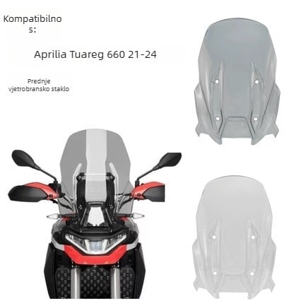 Prednje vjetrobransko staklo za Aprilia Tuareg 660 (2021–2024) – PC plastika, prednji deflektor zraka