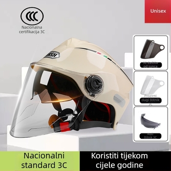 Kaciga za električni motocikl, klasa A, ABS, dvostruka vizir, 3C certifikat