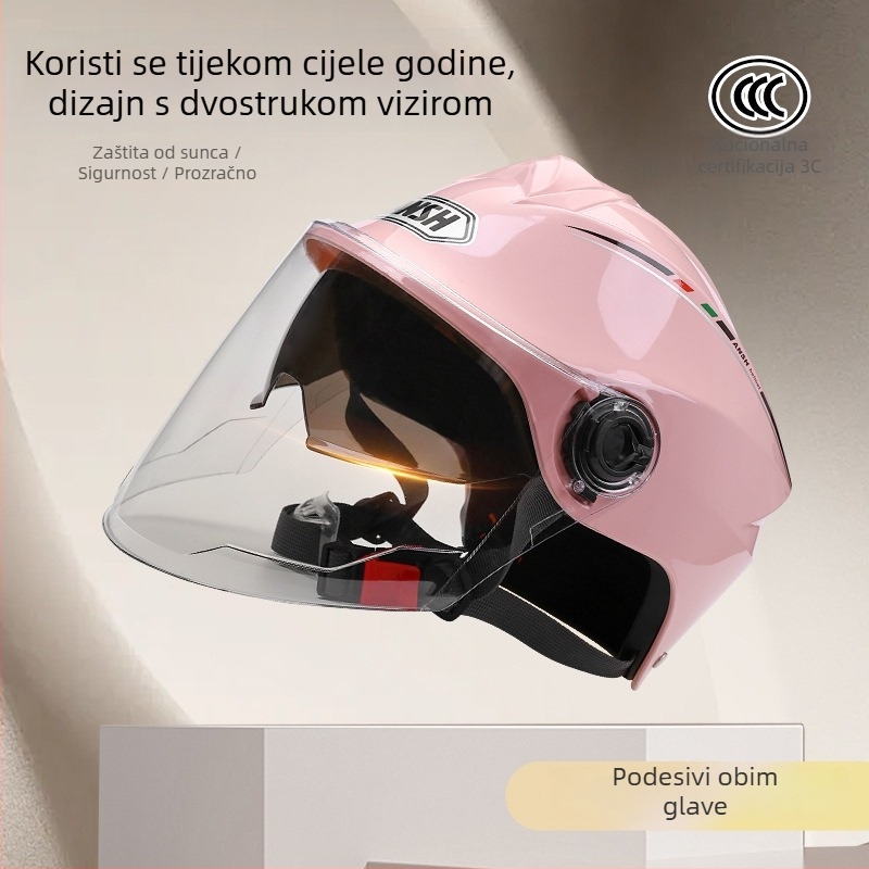 Kaciga za električni motocikl, klasa A, ABS, dvostruka vizir, 3C certifikat