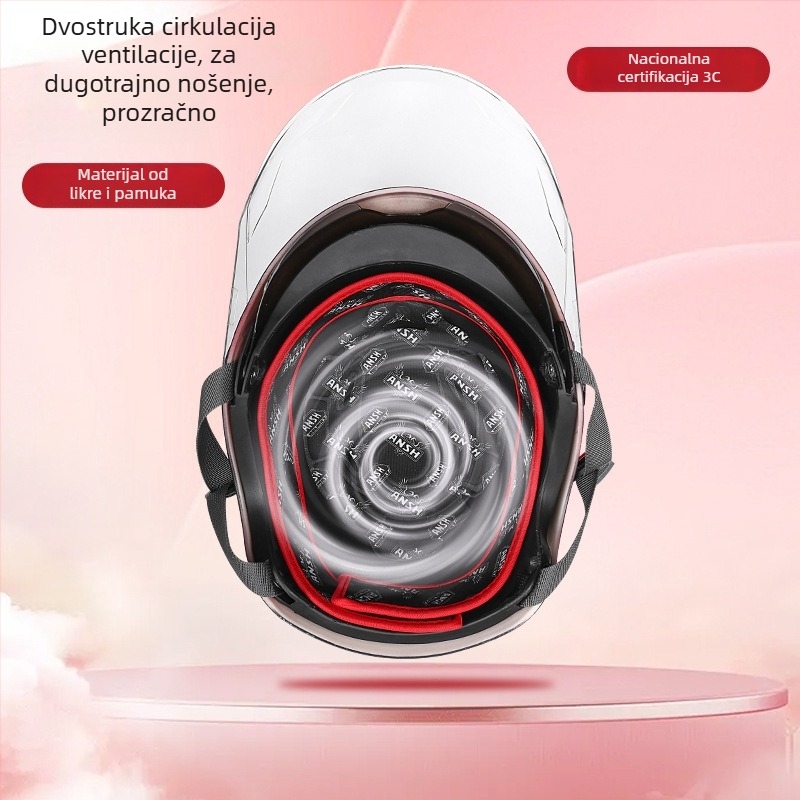 Kaciga za električni motocikl, klasa A, ABS, dvostruka vizir, 3C certifikat