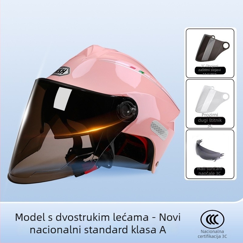 Kaciga za električni motocikl, klasa A, ABS, dvostruka vizir, 3C certifikat