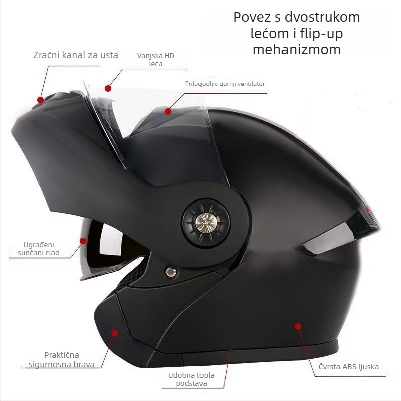 REGY flip-up kaciga za motocikl – ABS, 3C certifikat, odrasli, sve sezone, za gradske vožnje