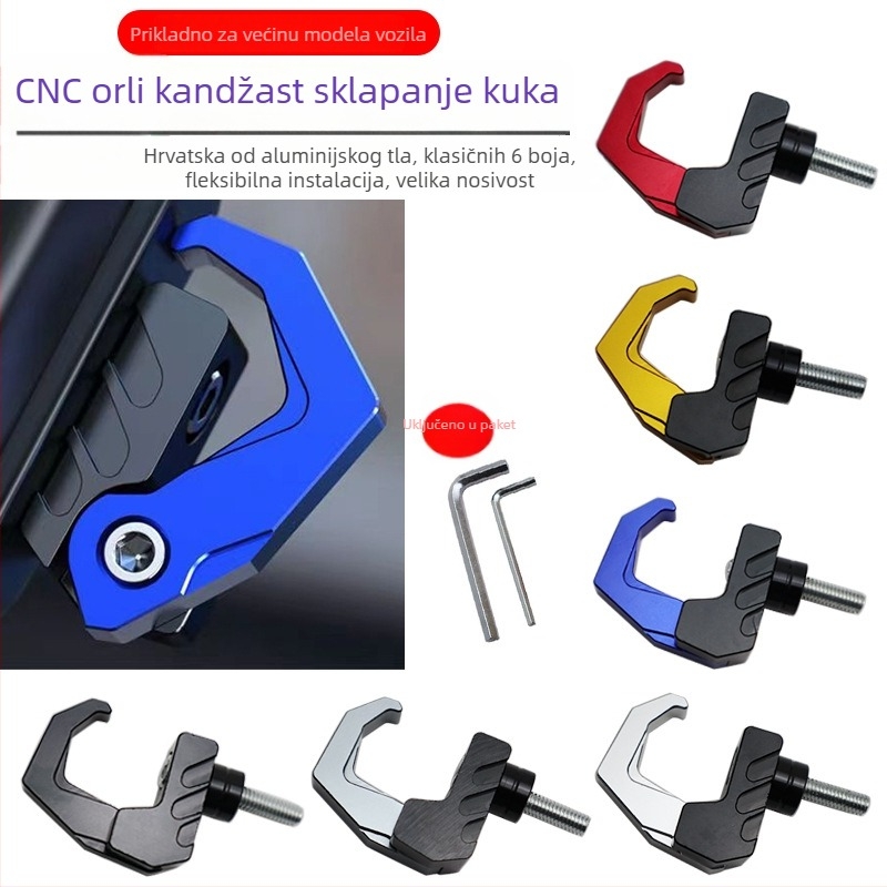 Prednja sklopiva kuka za kacigu za električne motocikle, aluminijska legura, univerzalna, model J022, PCR
