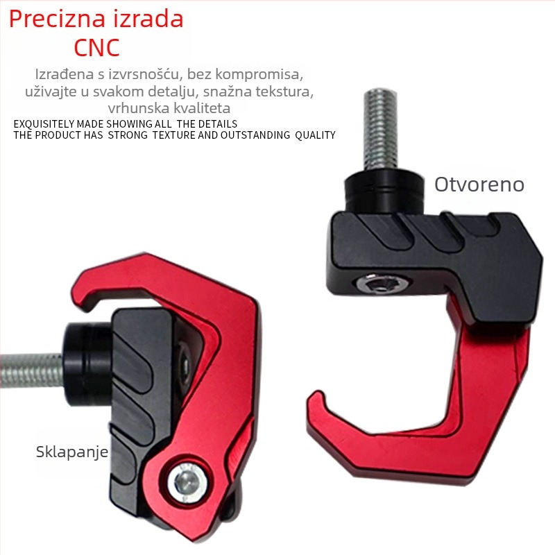 Prednja sklopiva kuka za kacigu za električne motocikle, aluminijska legura, univerzalna, model J022, PCR
