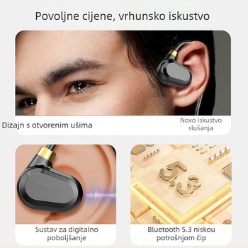 Bežične slušalice s prijenosom kroz kost za trčanje, dizajn bez umetanja u uho, Bluetooth 5.3, vodootporne, trajanje baterije preko 8 sati