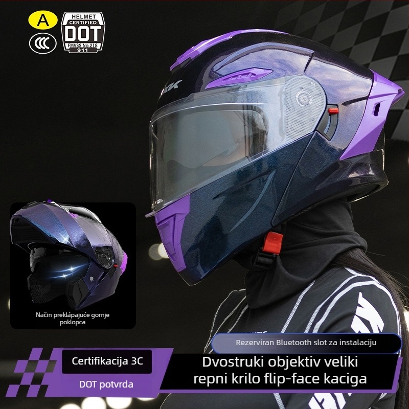 Topli sve sezone motociklistički polušlem za muškarce i žene, s otvorenim licem i dizajnom koji mijenja boju poput kamufliranog kameleona