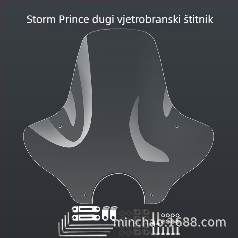 Prednje vjetrobransko staklo za motocikl Suzuki Storm Prince 125/150 – PC materijal, dugi dizajn, otporno na habanje, HD prozirnost