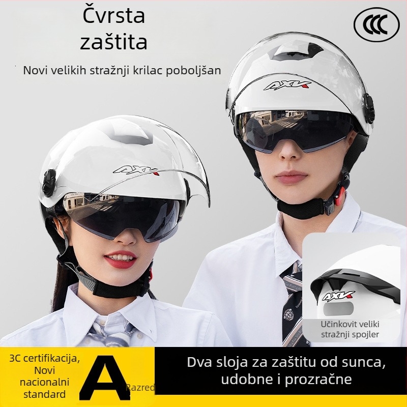 AXK ABS polu-šlem kaciga za odrasle, za električni motocikl, certificirana GB811-2022A, za sve sezone, za gradski prijevoz