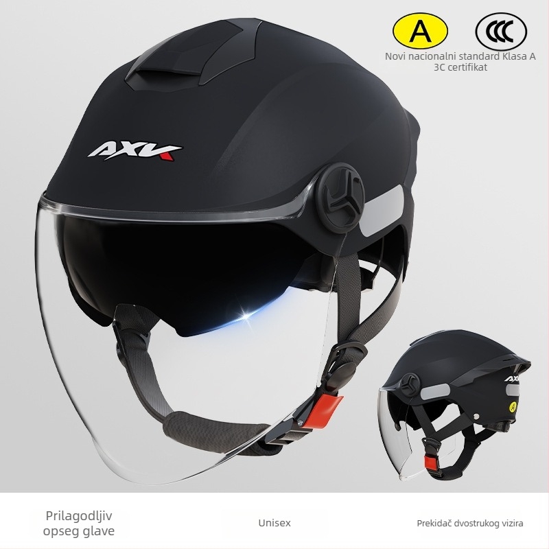 AXK ABS polu-šlem kaciga za odrasle, za električni motocikl, certificirana GB811-2022A, za sve sezone, za gradski prijevoz
