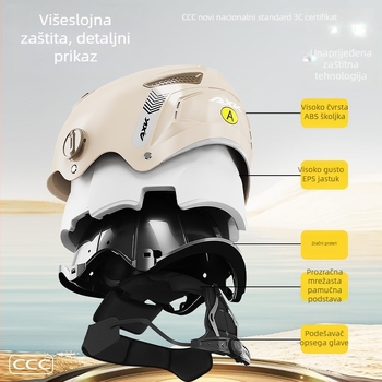 Kaciga za električni motocikl, ABS materijal, certificirano GB811-2022A (3C), polukaciga, za gradske vožnje