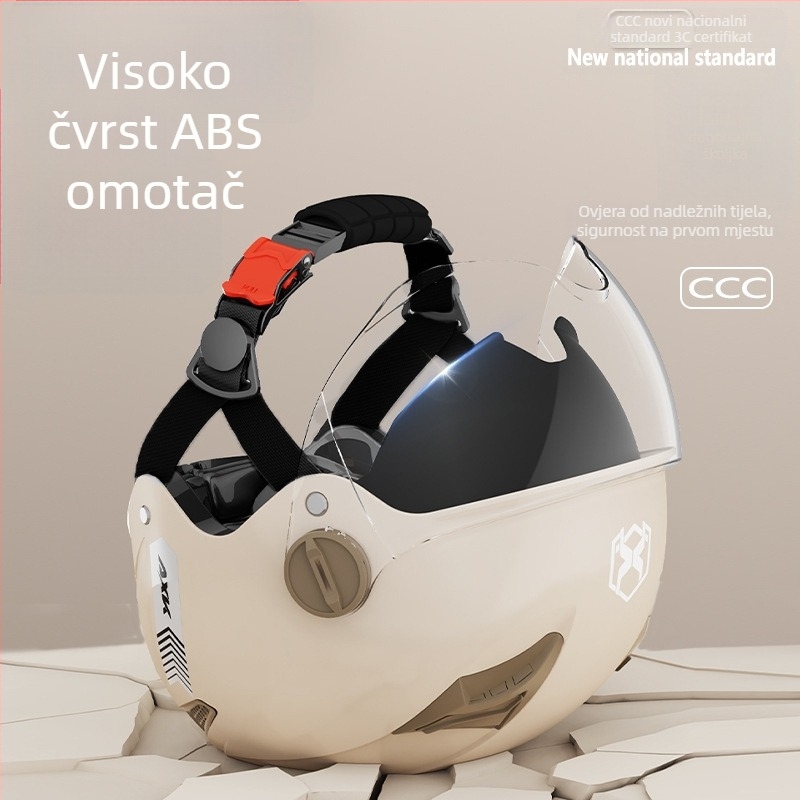 Kaciga za električni motocikl, ABS materijal, certificirano GB811-2022A (3C), polukaciga, za gradske vožnje