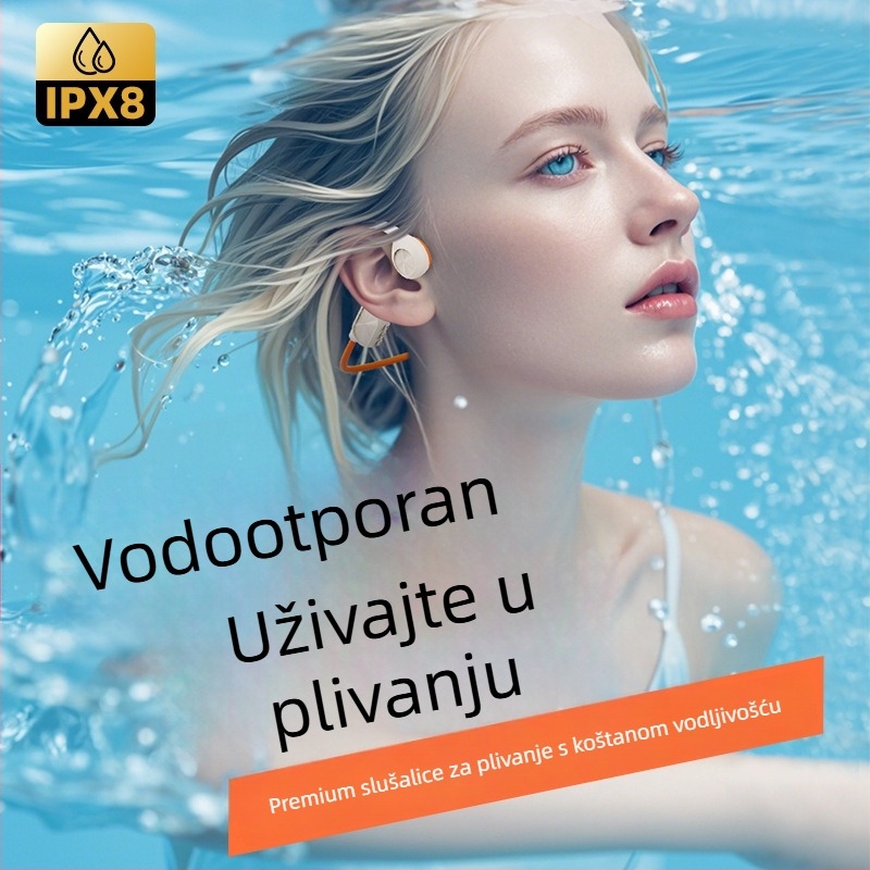 Slušalice za kostnu provodnost, ugrađena 32 GB memorije, Bluetooth 5.4, IPX8 vodootporne, trajanje baterije više od 8 sati