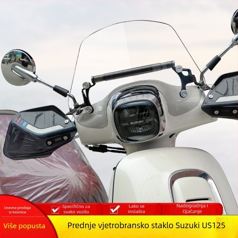Prednje staklo za motocikl s zaštitom ruke i deflektorom za Suzuki US125