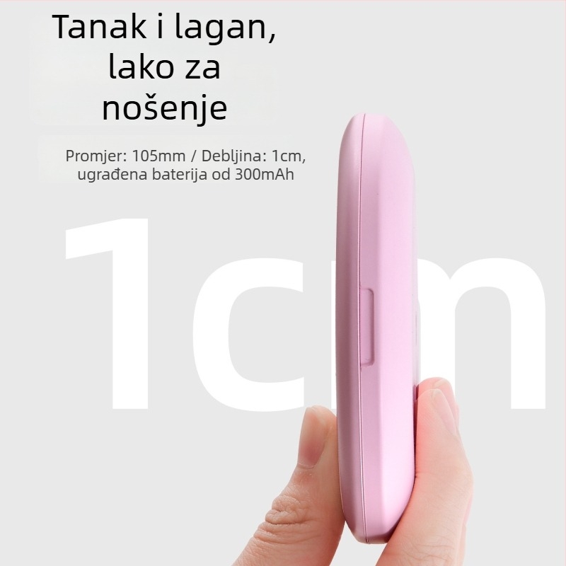 Ogledalo za šminku, dvostrano, 5x povećanje, kružno s preklopnim poklopcem, prijenosno