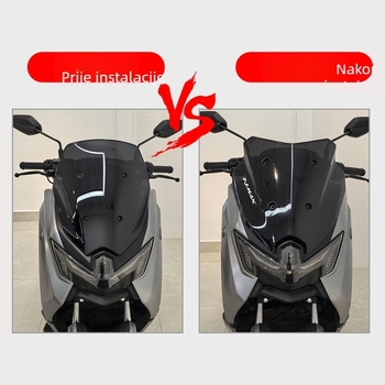 Vjetrobran za Yamaha NMAX 155 (25 godina modela) – ABS, prilagodljiv, sklopiv, otporan na ogrebotine, zaštita od sunca