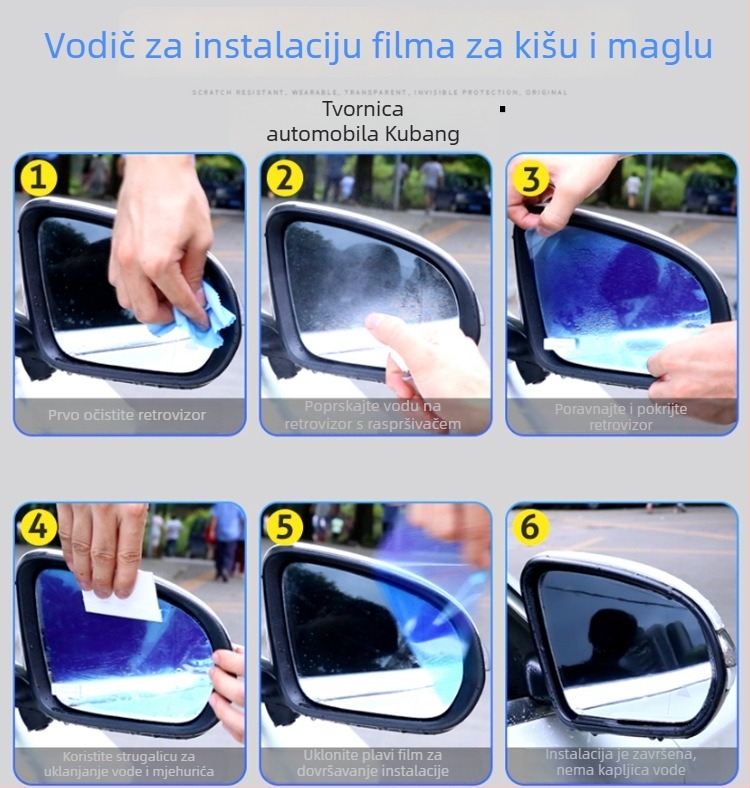 Membrana za kišnu zaštitu stražnjeg ogledala Porsche Cayenne, Panamera, Macan (2011–2017) – PET film, debljina 0,13 mm, UV zaštita 10%, propusnost svjetla 10%, vidljiva refleksija 99%