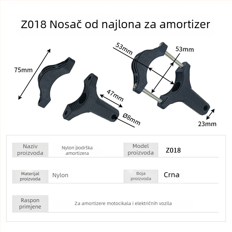 Univerzalni nosač amortizera za motocikl svjetla (aluminijska legura, prednja cijevna stezaljka, produženje) Modeli: z003/z004/z005/z006/z009/z018