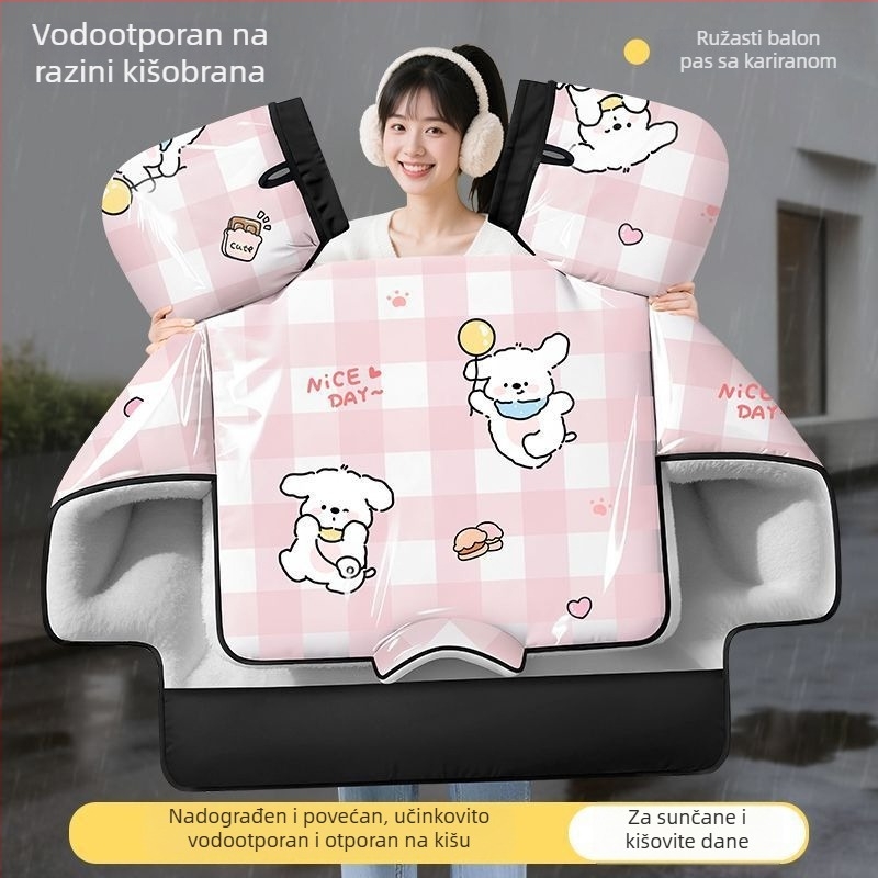 Tvrdi vjetrobran za električna vozila, s zimskom fleece podstavom, debeli i topli, vodootporan za električne motocikle