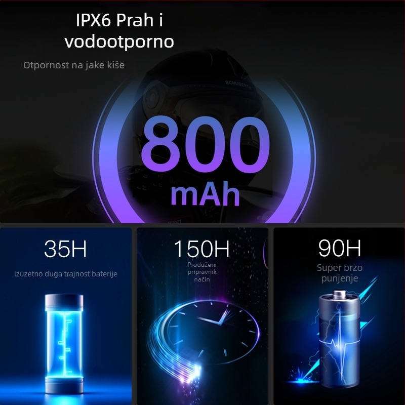 Kaciga za motocikl s Bluetooth slušalicom i ugrađenim interkomom (Kanal: Mono; Funkcija: 20394172955; Marka: Other; Serija: Other)