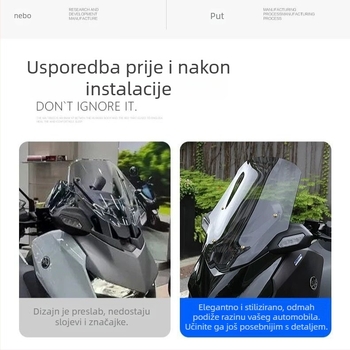 Akrilni uzviseni prednji štitnik za Yamaha XMAX300 2025-, kompatibilan s 25 modela; HD funkcija