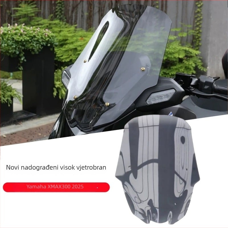 Akrilni uzviseni prednji štitnik za Yamaha XMAX300 2025-, kompatibilan s 25 modela; HD funkcija