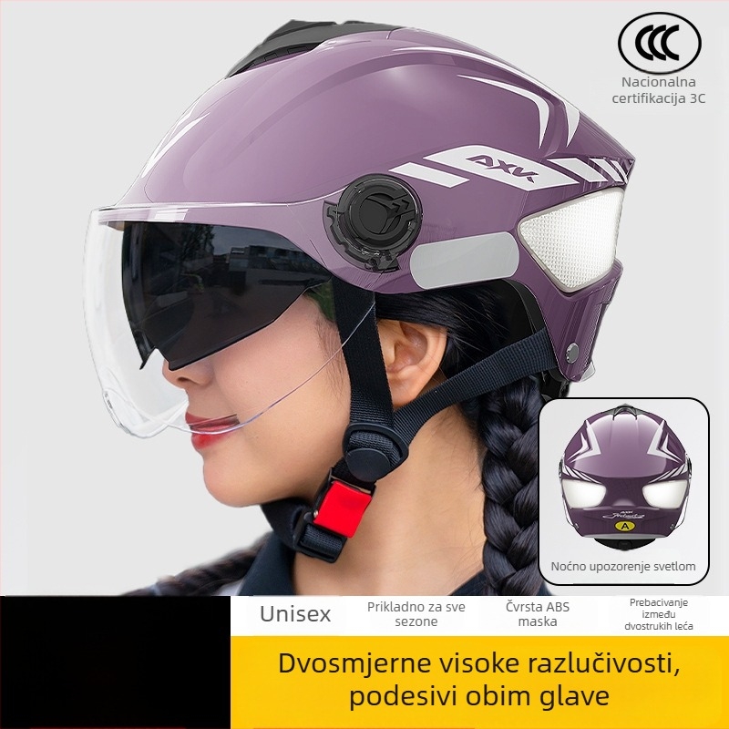 AXK Kaciga za električni motocikl – ABS, polu-kaciga, GB811-2022A certificirano, za sve sezone