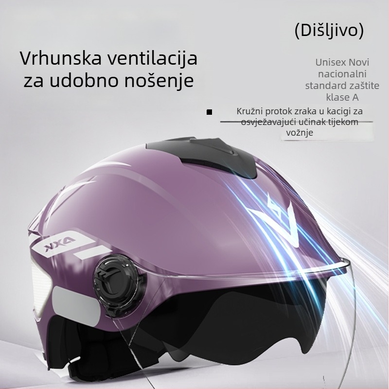 AXK Kaciga za električni motocikl – ABS, polu-kaciga, GB811-2022A certificirano, za sve sezone