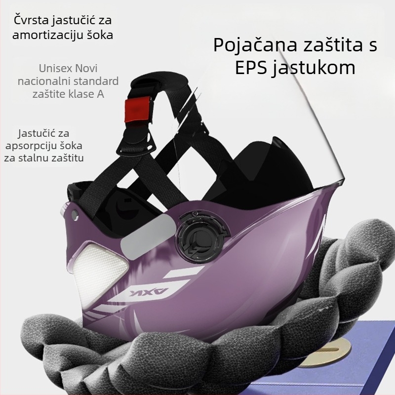 AXK Kaciga za električni motocikl – ABS, polu-kaciga, GB811-2022A certificirano, za sve sezone