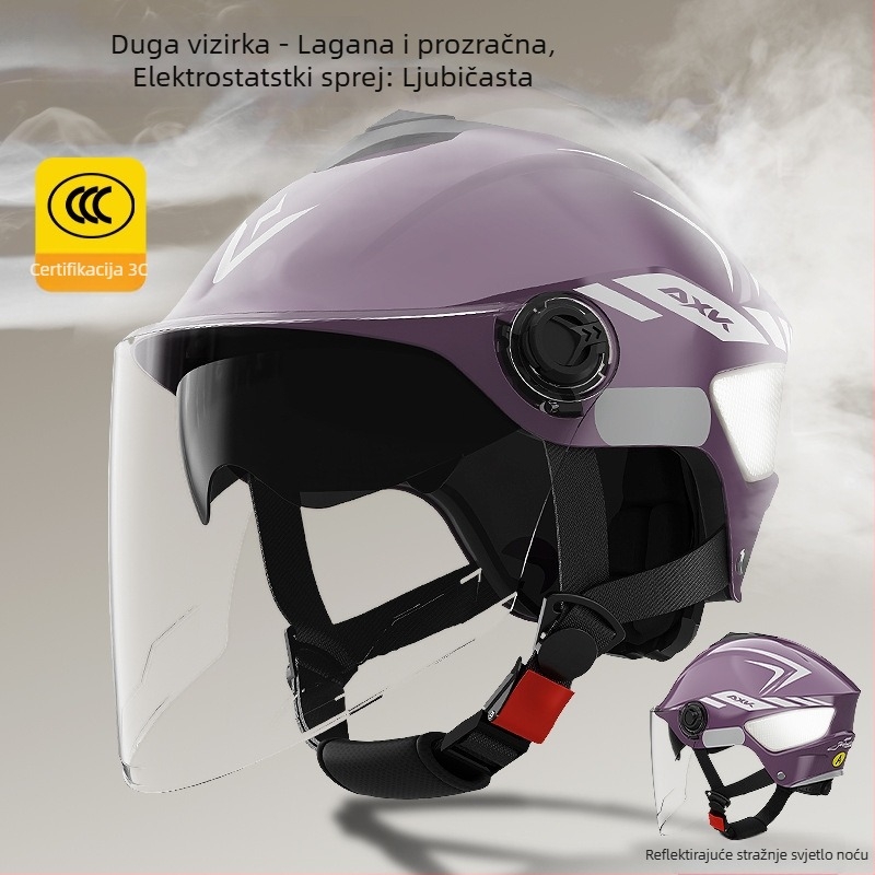 AXK Kaciga za električni motocikl – ABS, polu-kaciga, GB811-2022A certificirano, za sve sezone